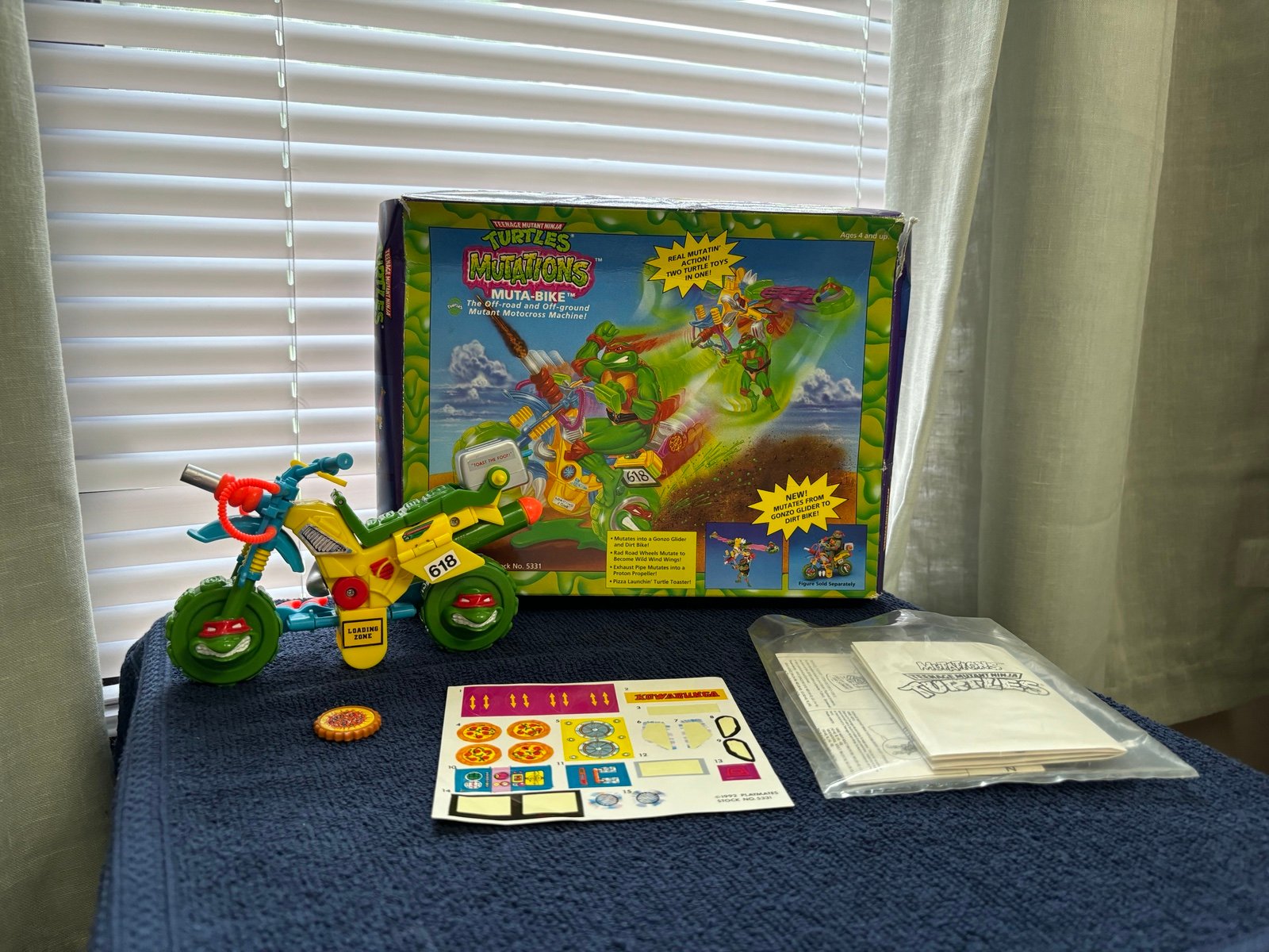 Vintage 1989 Playmates Muta-Bike Mutations w Original Box And Sticker Sheet