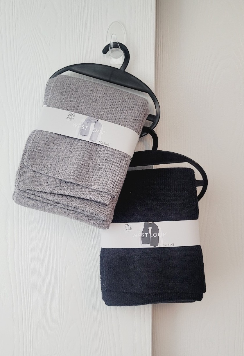 2X West Loop Knit Scarves One Size Fits Most, 1 Grey 1 Black