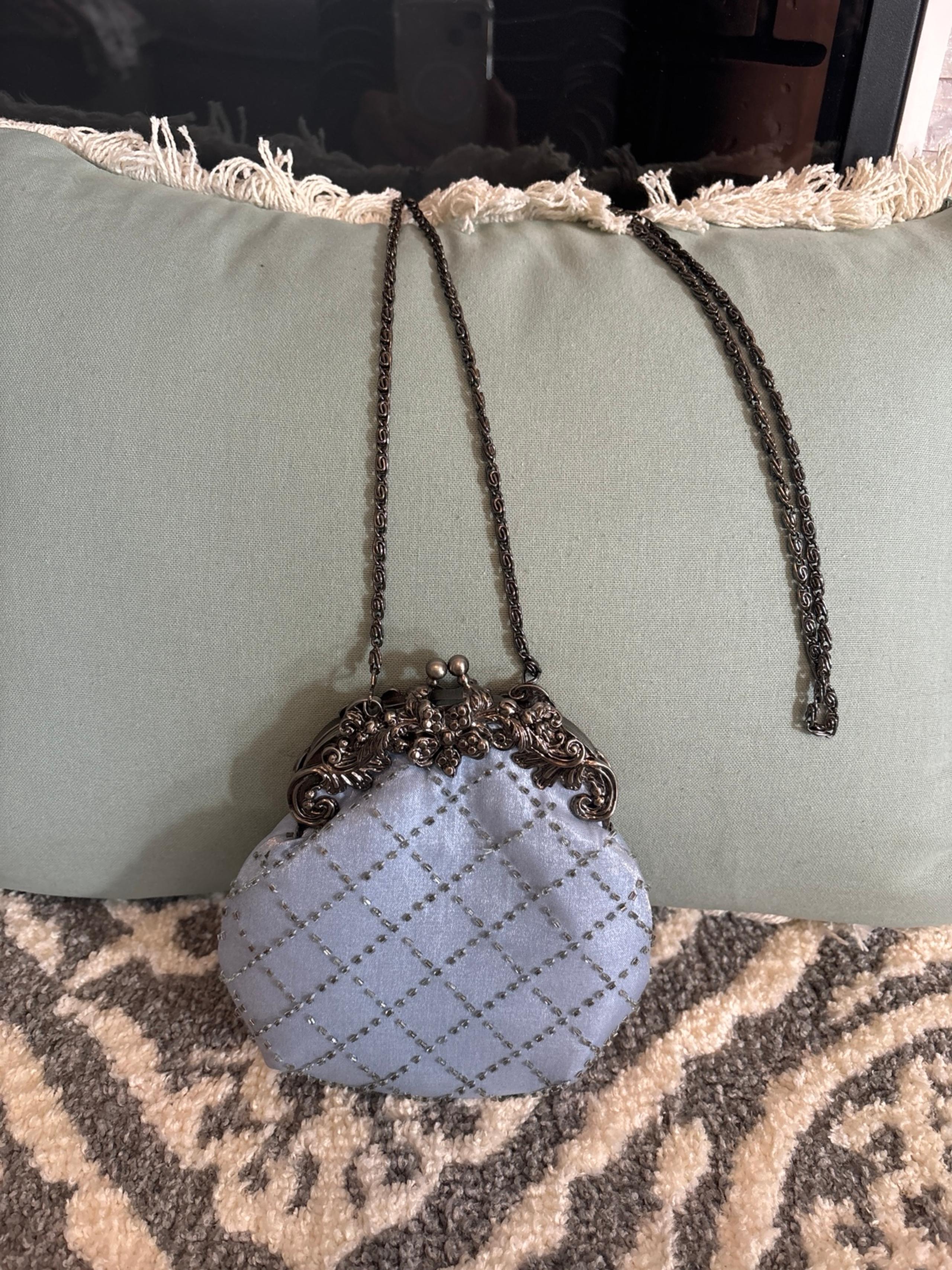 New  Jessica McClintock women’s beaded mini baby bl  shoulder  chain strap bag