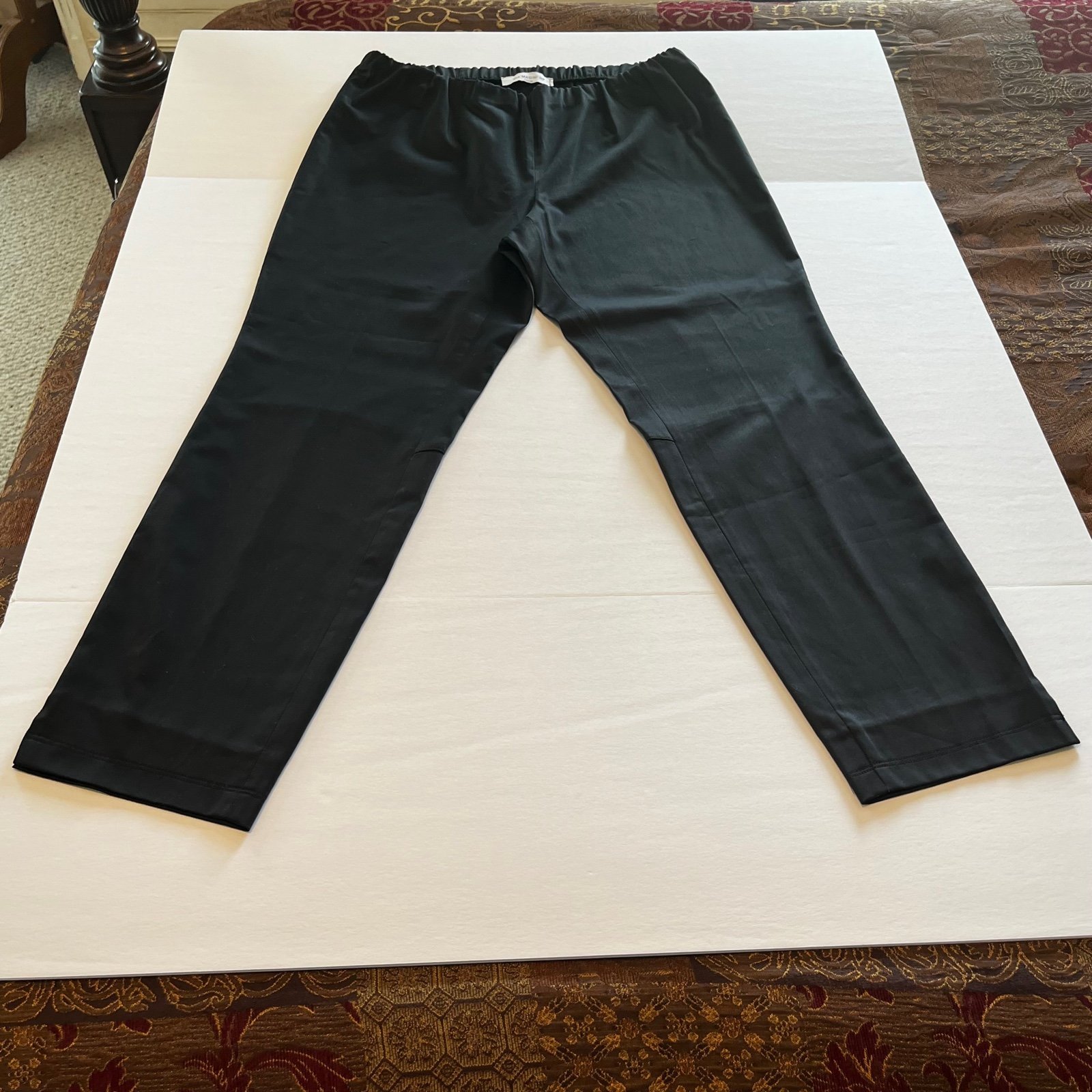 Via Masini 80 Firenze Mid-Rise Straight Pants Stretchy Waistband Black size 14