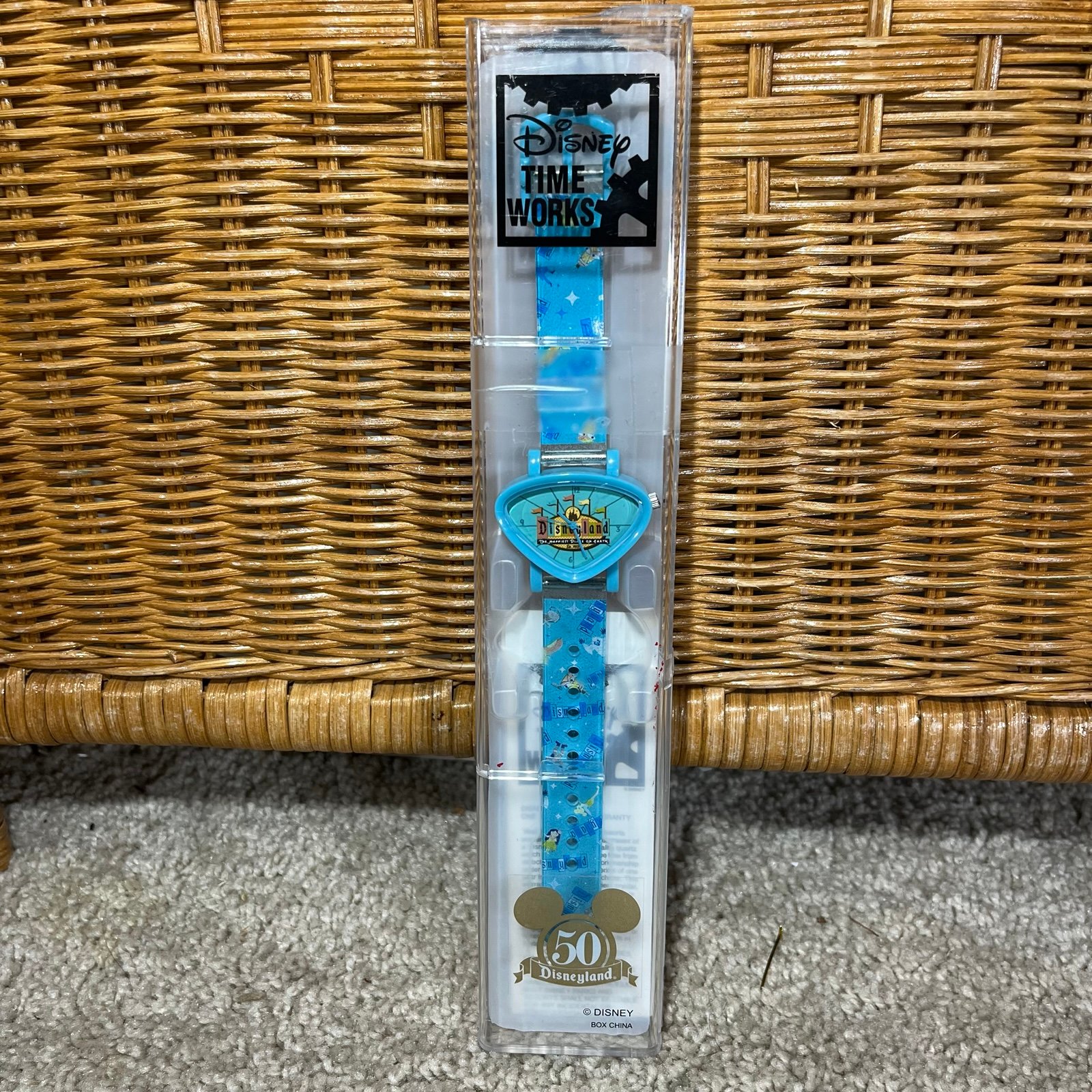 Vintage Y2K Disneyland 50th anniversary watch disney time works blue NEW in box