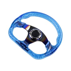 JDM Universal 6-Hole 326mm Vip Blue Crystal Bubble Burnt Spoke Steering Wheel