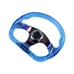 JDM Universal 6-Hole 326mm Vip Blue Crystal Bubble Burnt Spoke Steering Wheel