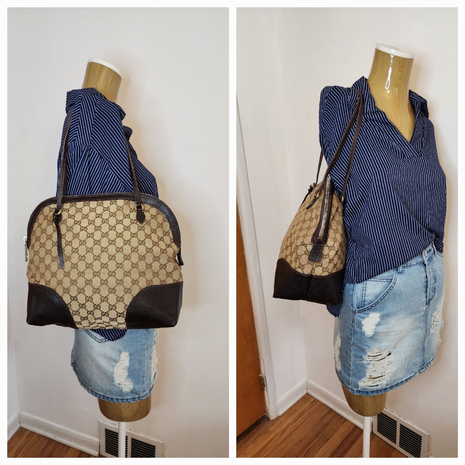 GUCCI GG Canvas Bree Beige/Brown Tote Bag