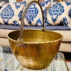 Vintage Brass Basket with Twisted Handle