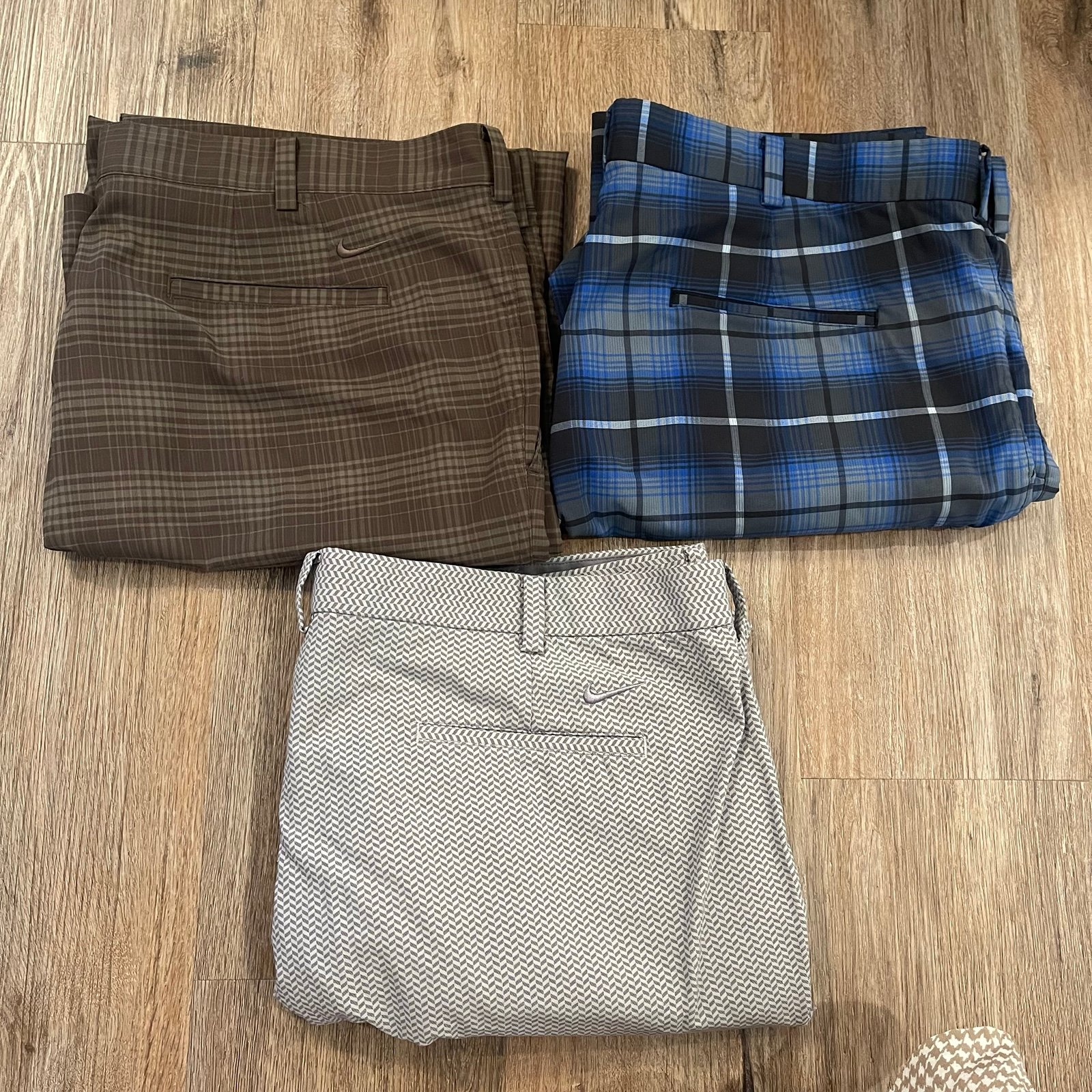 Nike Golf Pants Men's Size 42x30 Dri-Fit Tour Performance Plaid Bundle 3 Active