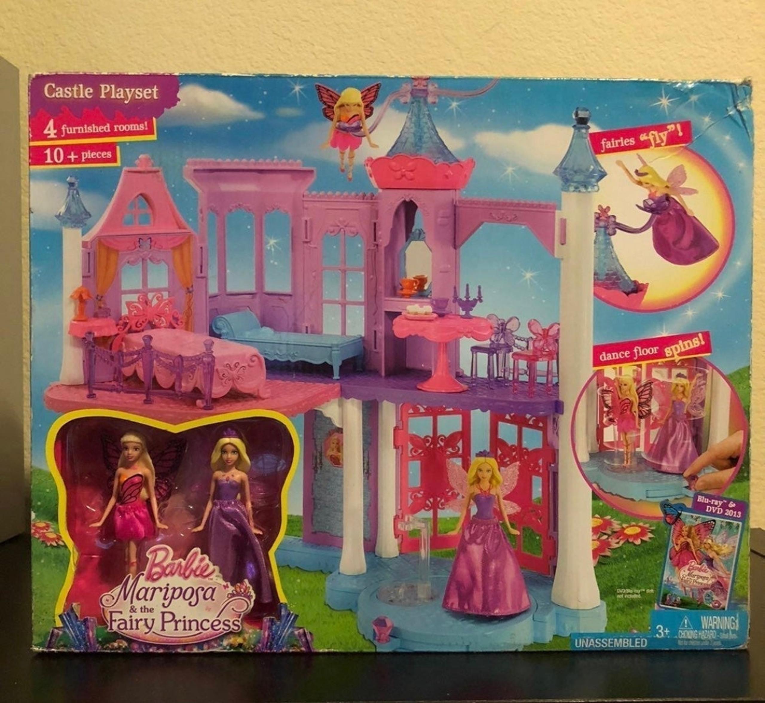 Barbie Mariposa & the Fairy Princess Dollhouse Castle Playset 4 Furnished Rooms