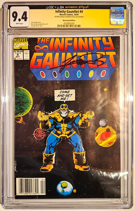 The Infinity Gauntlet #4 Newsstand (CGC 9.4) JSA Authenication George Perez