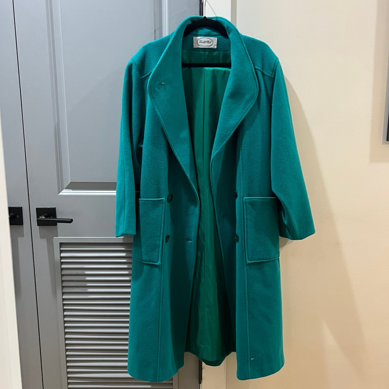 Vintage teal wool overcoat