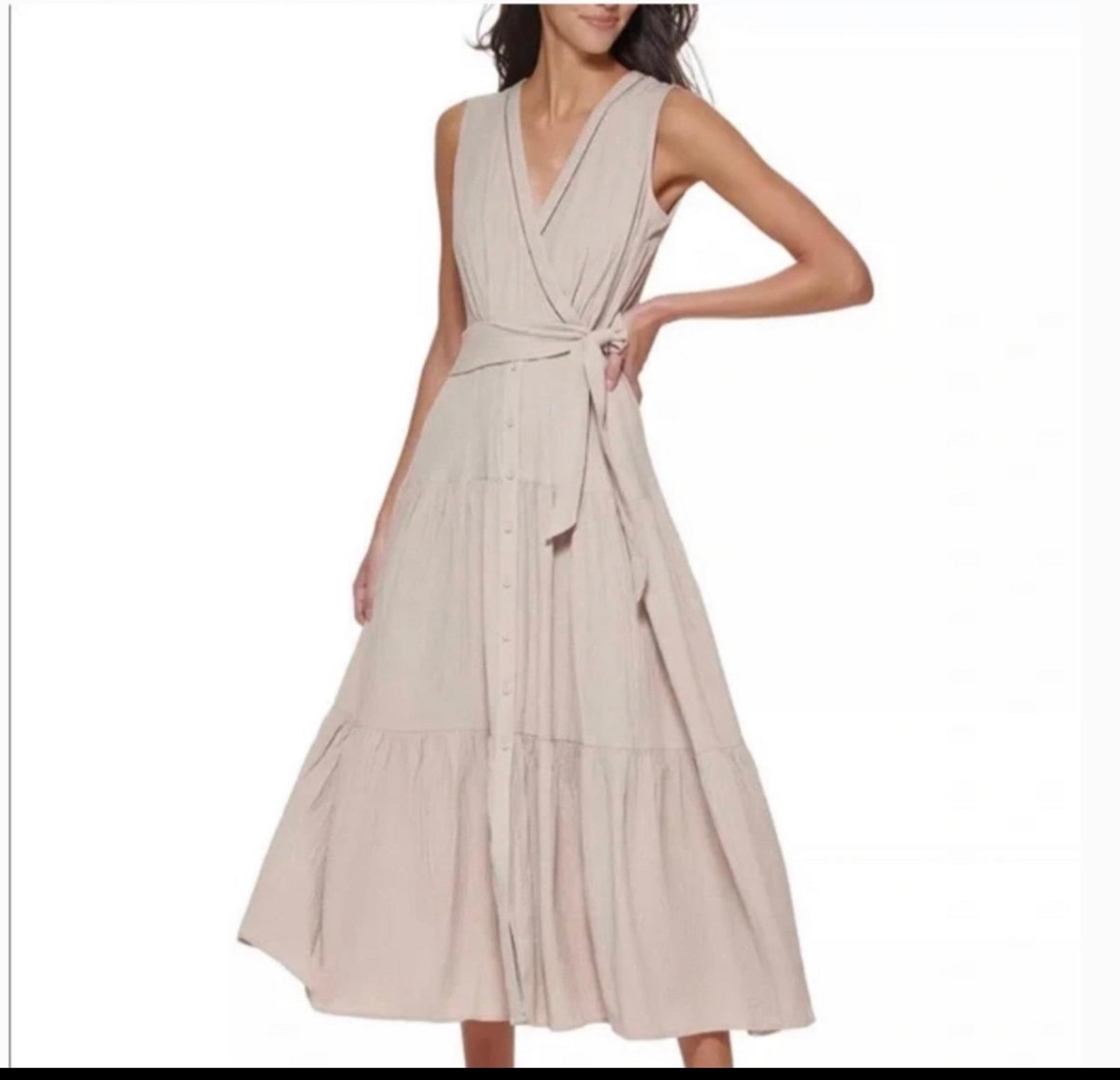 *NWT* Calvin Klein Women's Tiered Surplice Maxi Dress-10-
