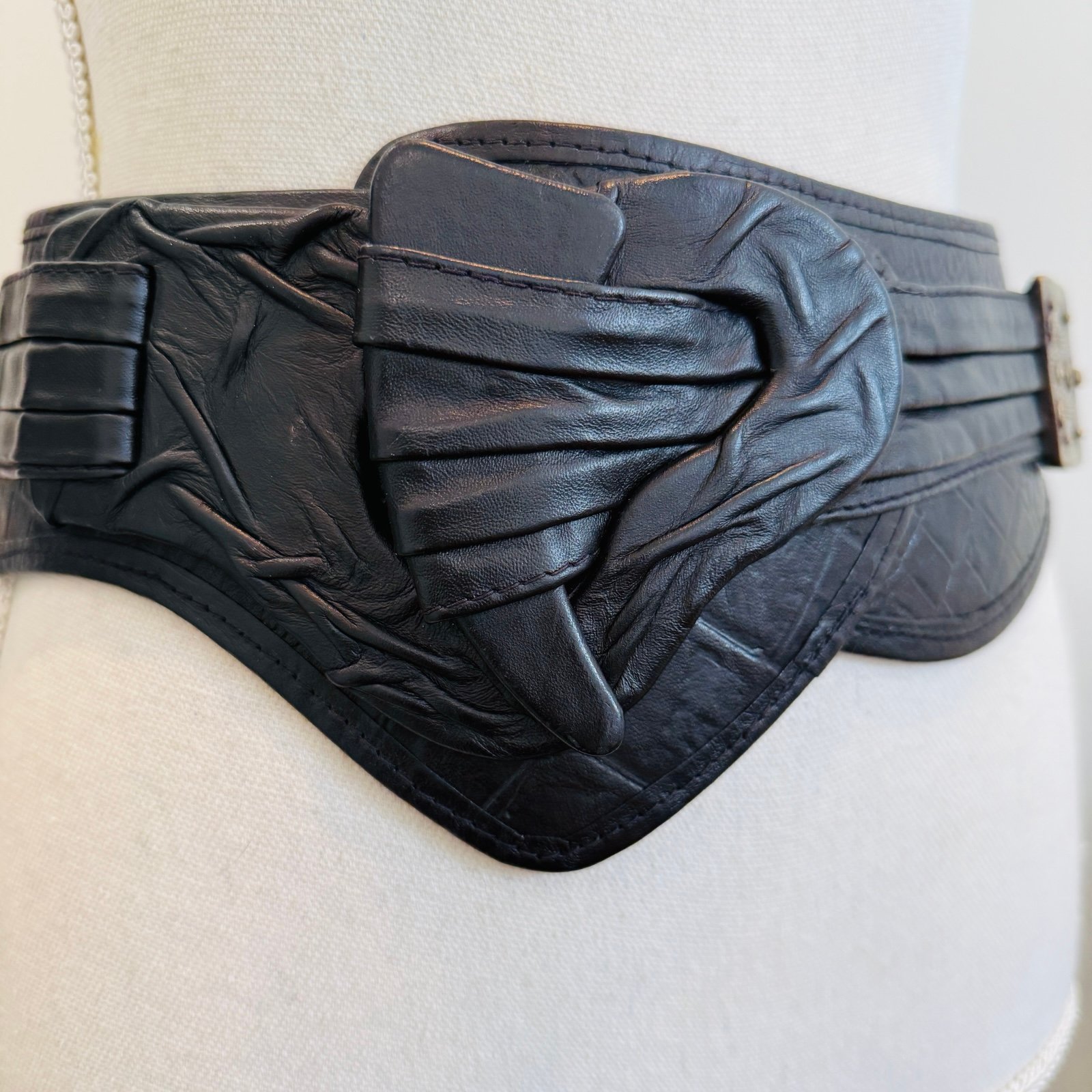 Vintage Tequila Leather Belt Size S M RARE 80s 90s Black Wide M2575