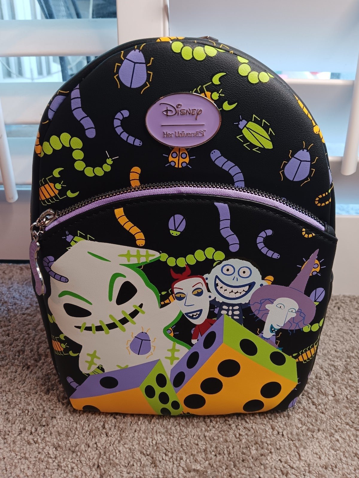 New Disney Her Universe Oogie Dice Mini Backpack, Glow In The Dark