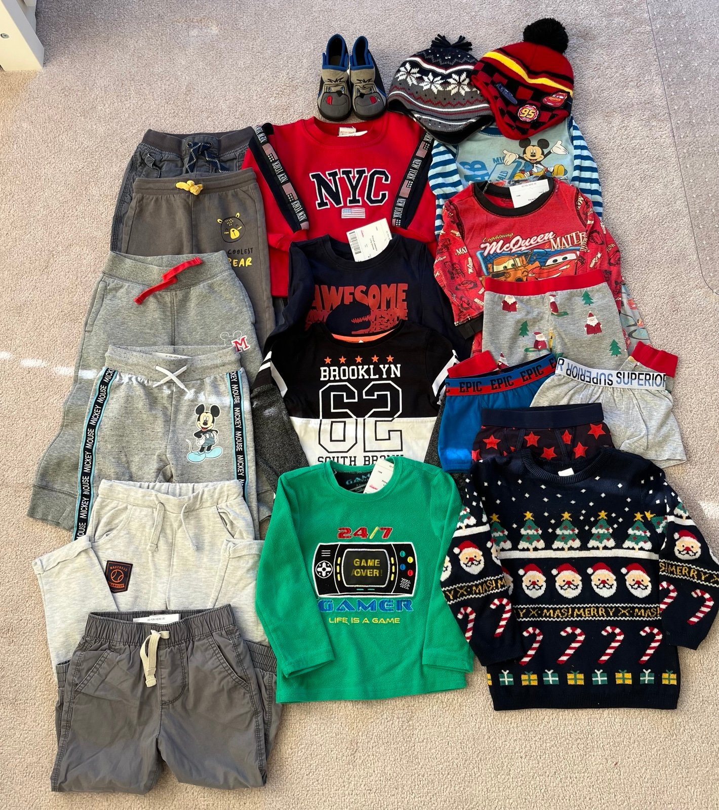 Boys 2T Fall/Winter Clothing Bundle – Cozy Outfits with Mickey, Cars & More!