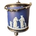 Vintage Wedgwood Dark Blue Jasperware Biscuit Cookie Jar Barrel