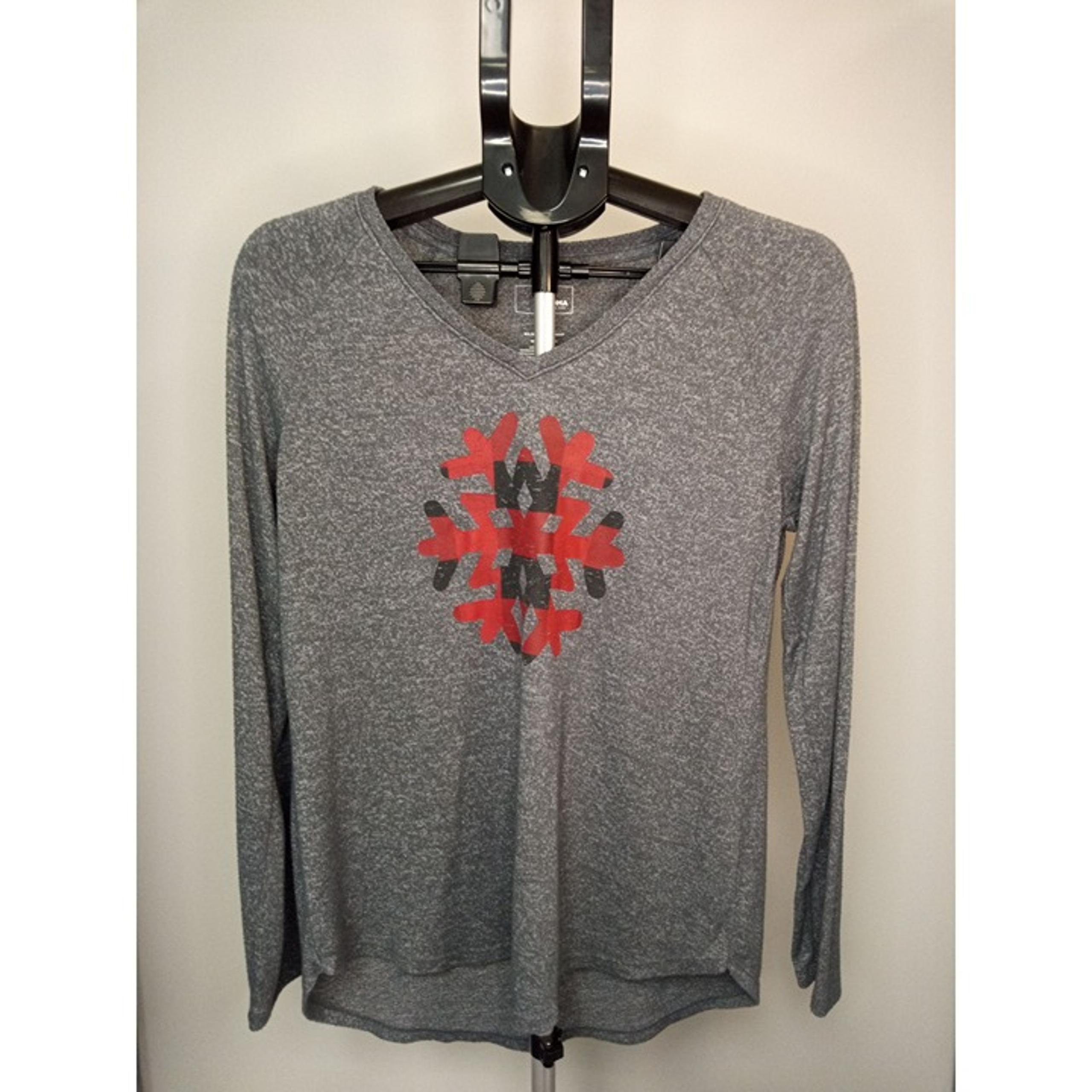 Sonoma Women's Grey, Red Snowflake V-Neck Sweater Size Small