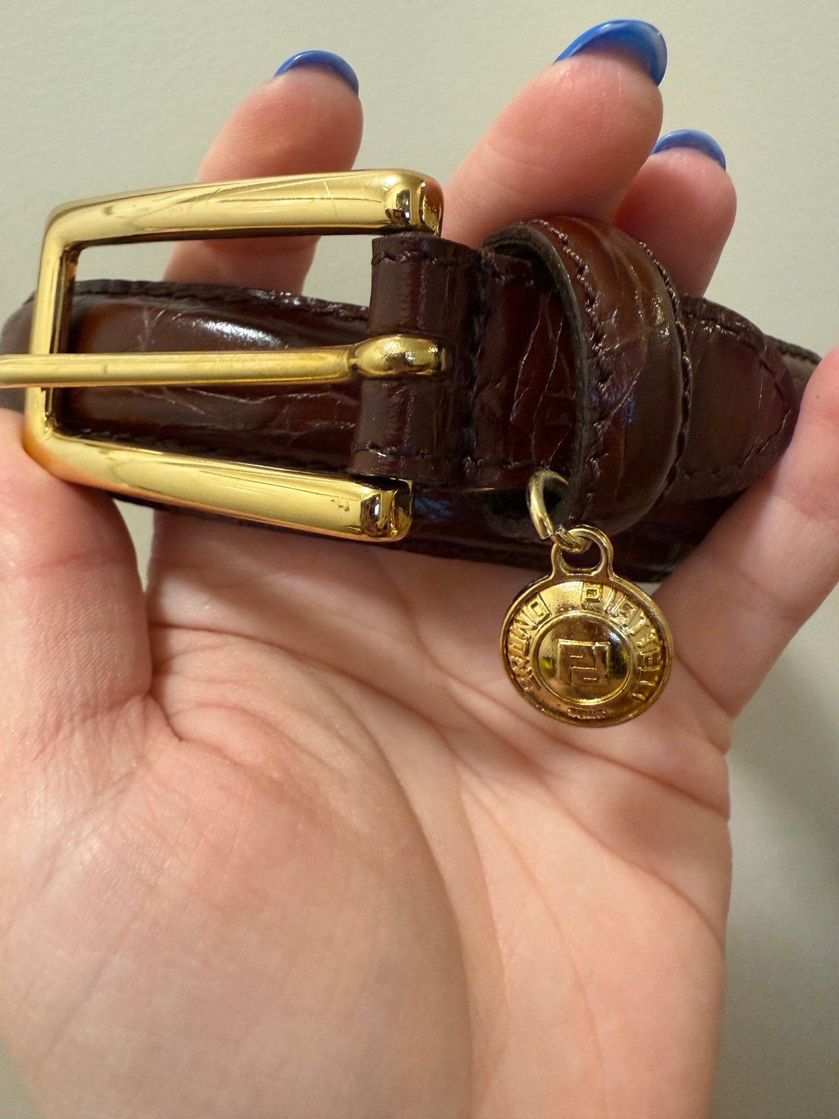 Bruno Piattelli Brown Leather Belt with Gold Buckle
