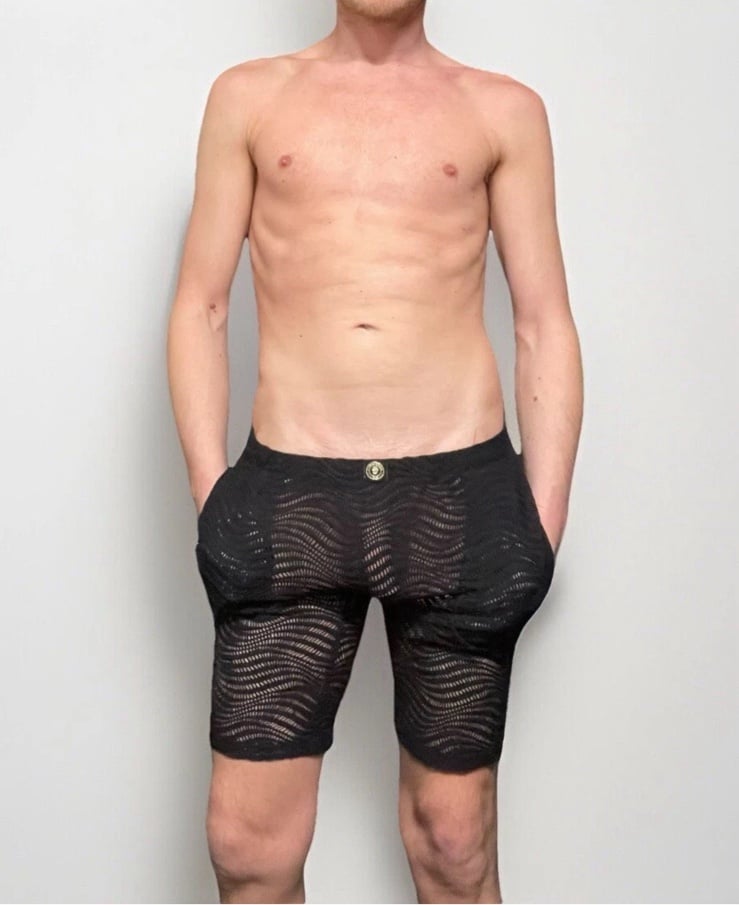 Mens L'Homme Invisible Paris 'Good Vibes' Demi-Legging in Black - Medium, NWT