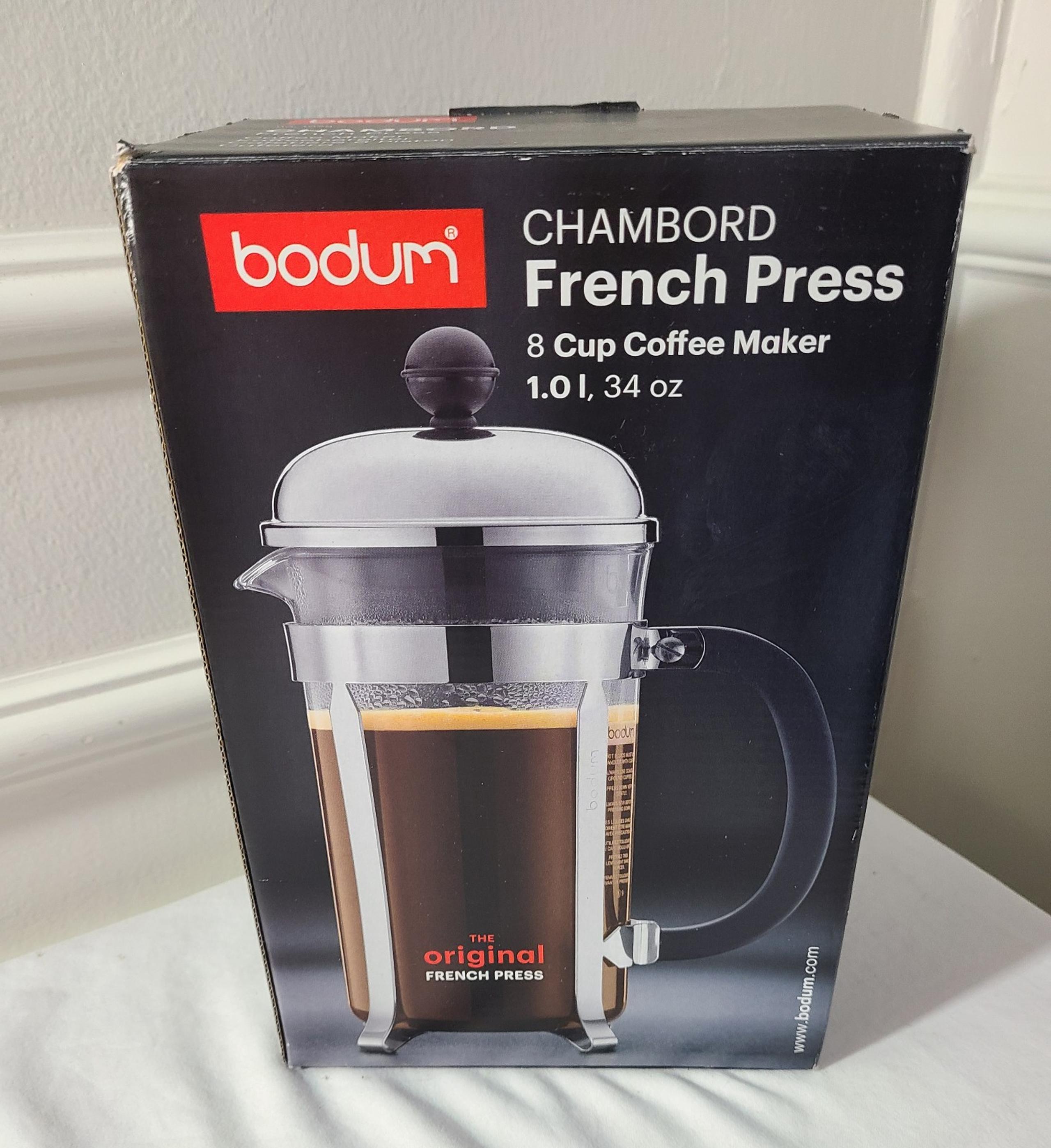 French PressBodum 34 oz French Press Coffee Maker Classic Chrome-Plated Chambord