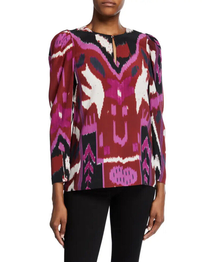 NEW Kobi Halperin Catt Abstract Silk Blouse Small 378