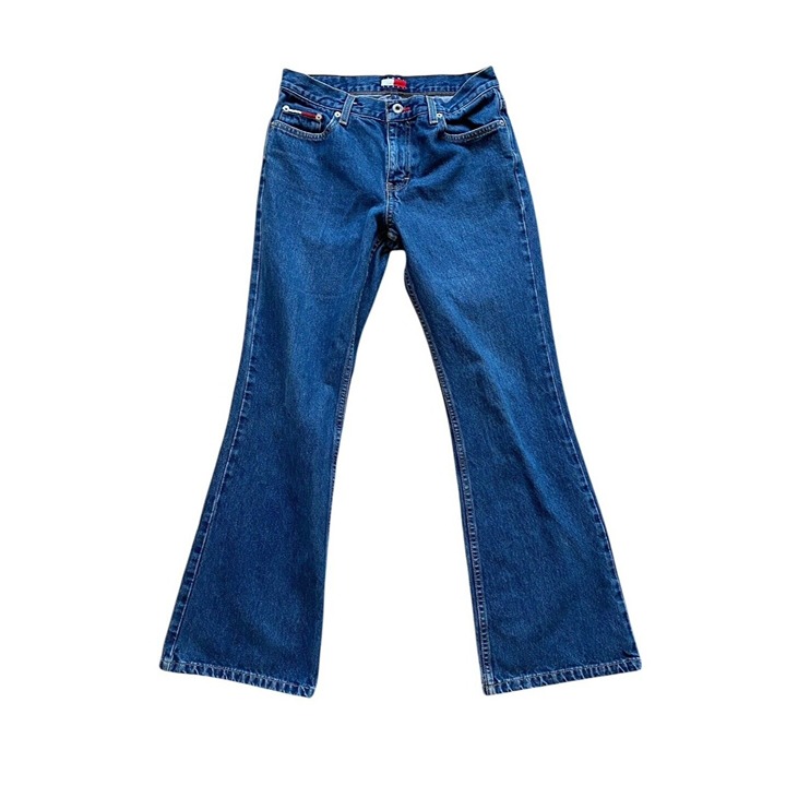 Vintage Tommy Hilfiger Womens Y2K 2001 Denim Jeans Flare Leg Size 7 Medium Wash