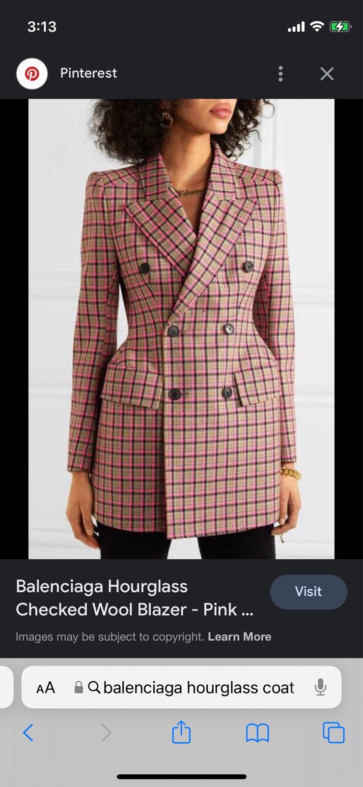Balenciaga pink tartan hourglass wool jacket size 36 fit a small 2-4 dress