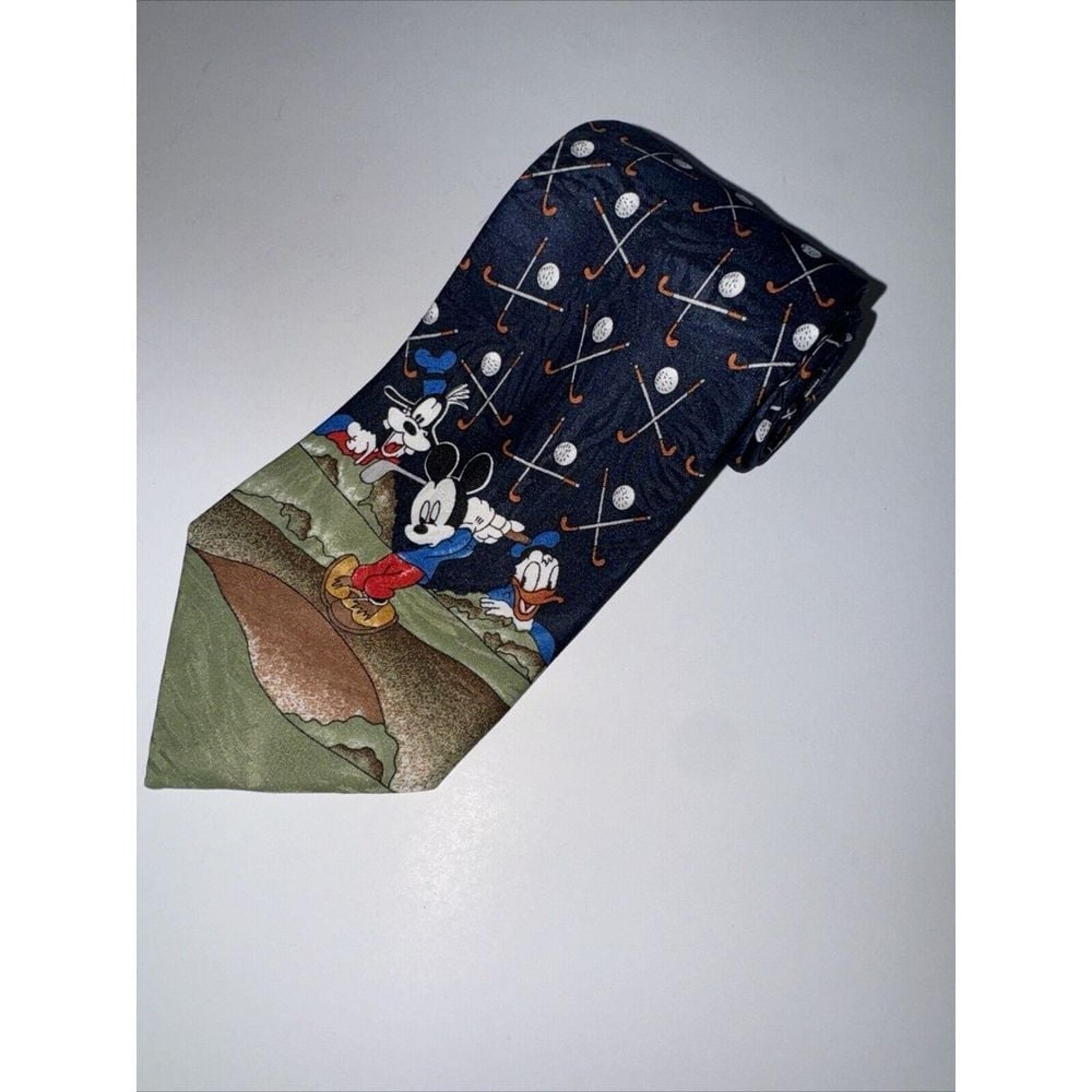 Mickey Unlimited Disney Golf Tie Men's - Mickey Mouse, Donald Duck & Goofy Blue