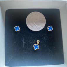 Blue flower and gold 18k/750 real gold