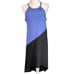 WHBM Women’s Blue Black Colorblock Asymmetric Halter Midi Shift Dress Small