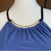 WHBM Women’s Blue Black Colorblock Asymmetric Halter Midi Shift Dress Small