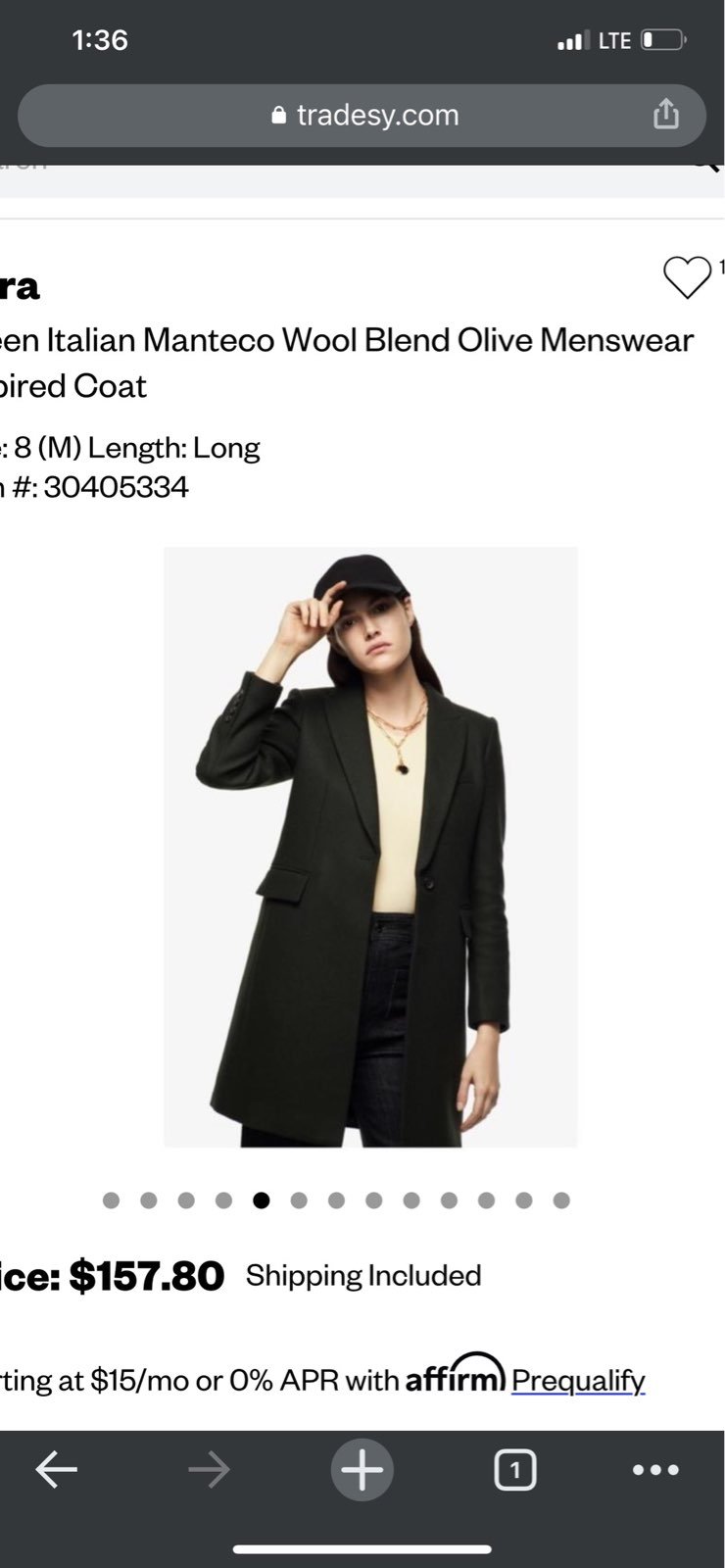 NWT ZARA italian manteco wool blend olive