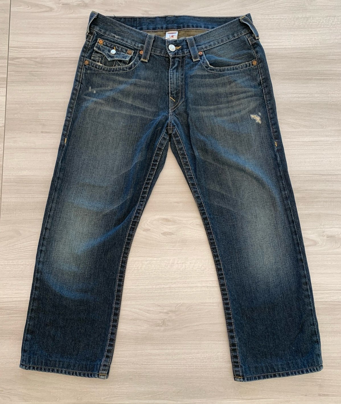 True Religion Straight Capri Jeans Embroidered Stitch Made in the USA Women’s 33