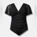 Torrid Black Wireless Mesh Flutter Sleeve One Piece Swimsuit 2X NWT 40230247