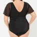 Torrid Black Wireless Mesh Flutter Sleeve One Piece Swimsuit 2X NWT 40230247