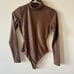 NWOT Naked Wardrobe Brown Fuax Leather Long Sleeve Turtleneck Bodysuit S
