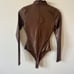 NWOT Naked Wardrobe Brown Fuax Leather Long Sleeve Turtleneck Bodysuit S