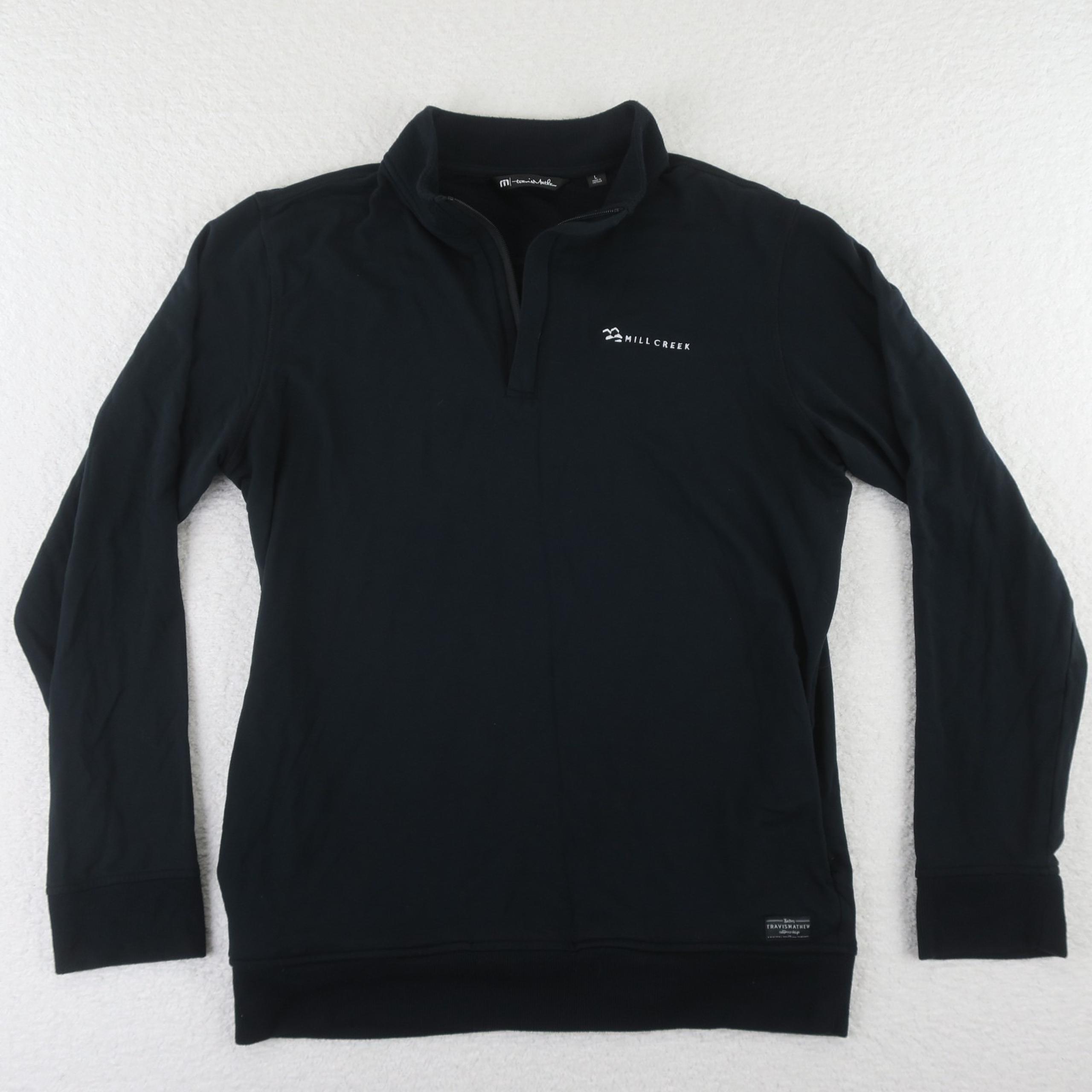 Travis Mathew 1/4 Zip Pullover Sweater Mens Large Rayon Black Millcreek
