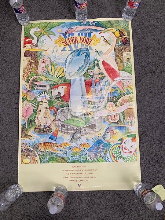 VINTAGE 1984 ORIGINAL OFFICIAL NFL SUPER BOWL XVIII POSTER RAIDERS VS REDSKINS