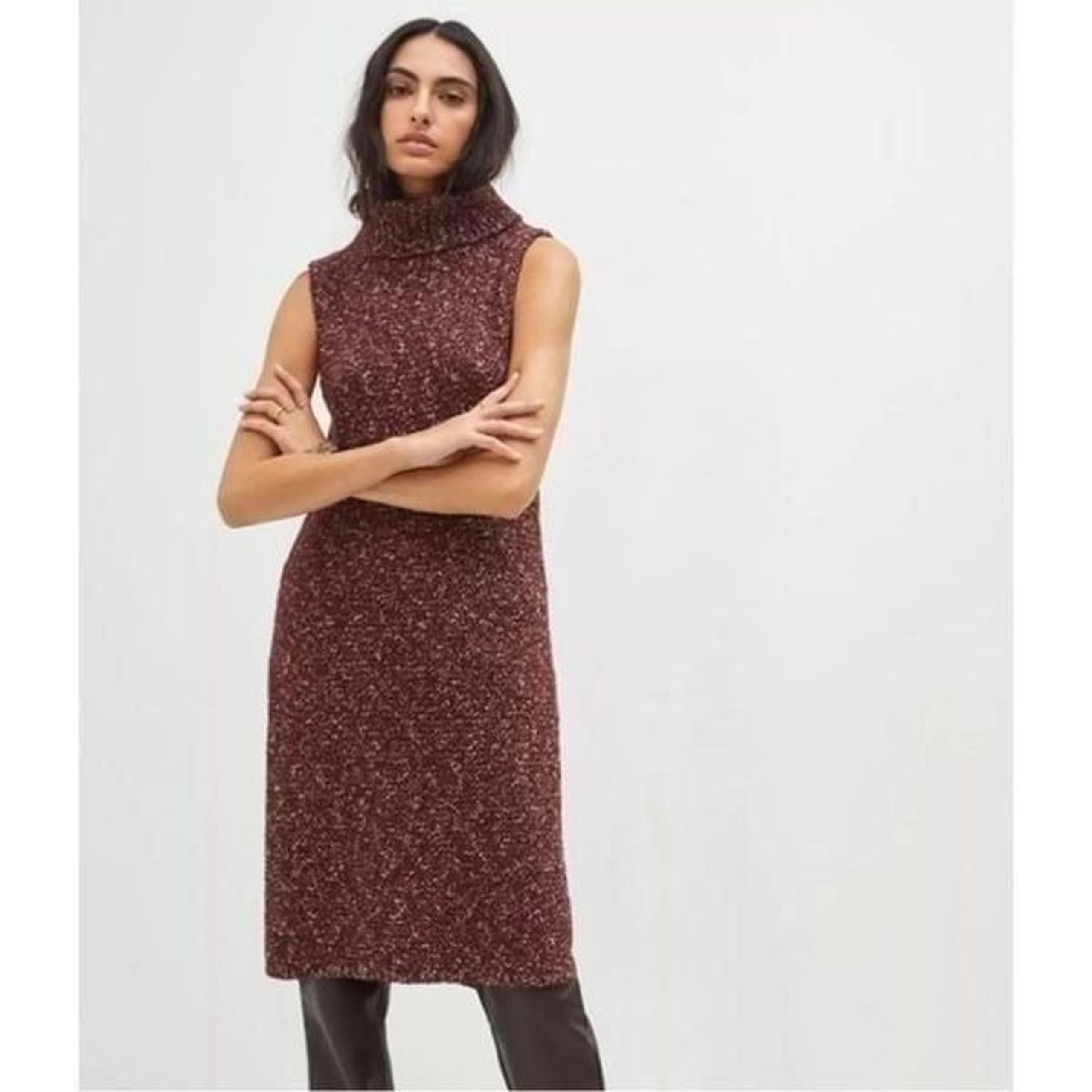 Anthropologie Sleeveless Flowy Turtleneck Tunic Sweater Bordeaux Size S