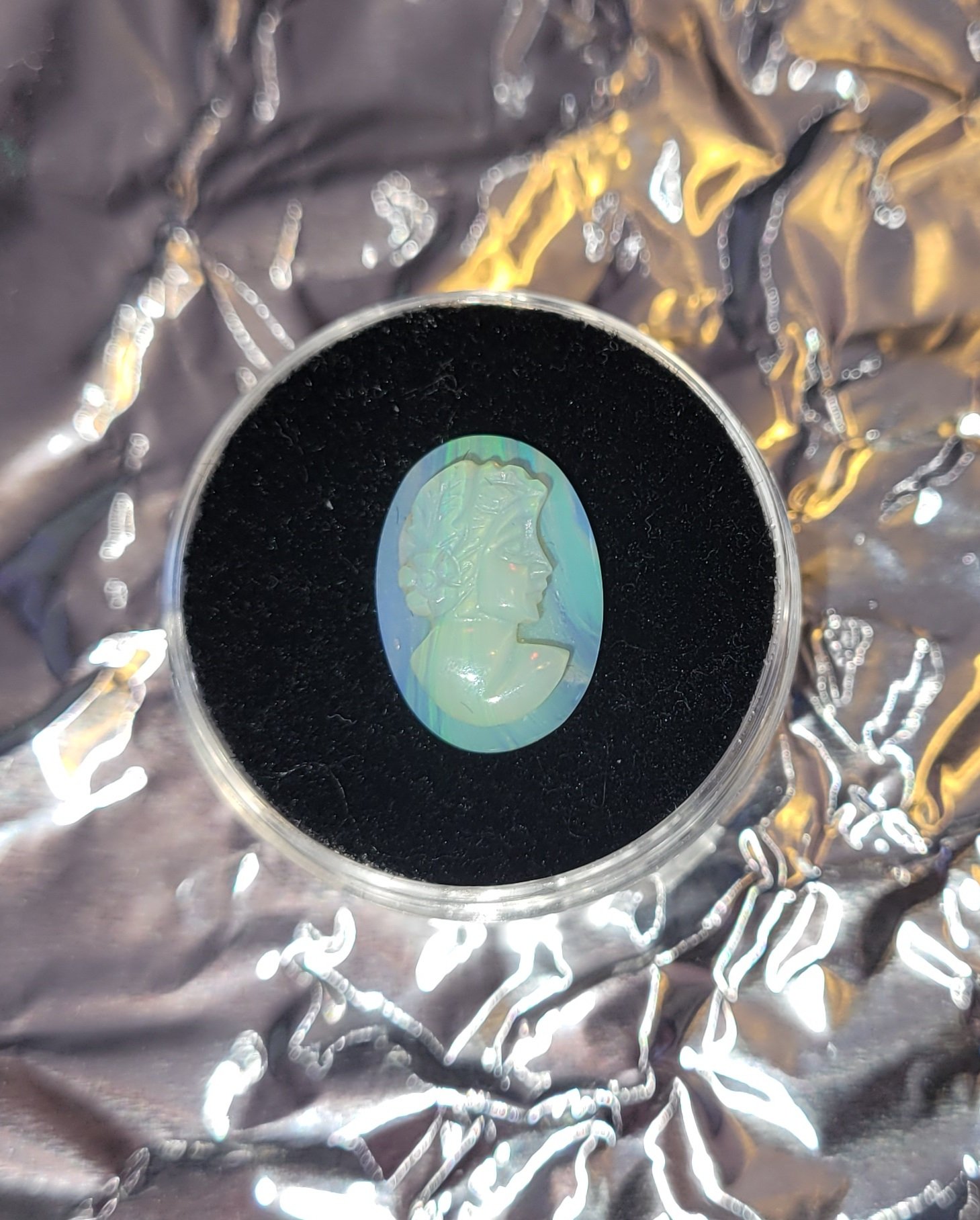 Genuine, Crystal Opal Cameo, beautiful colors, well worth asking price!