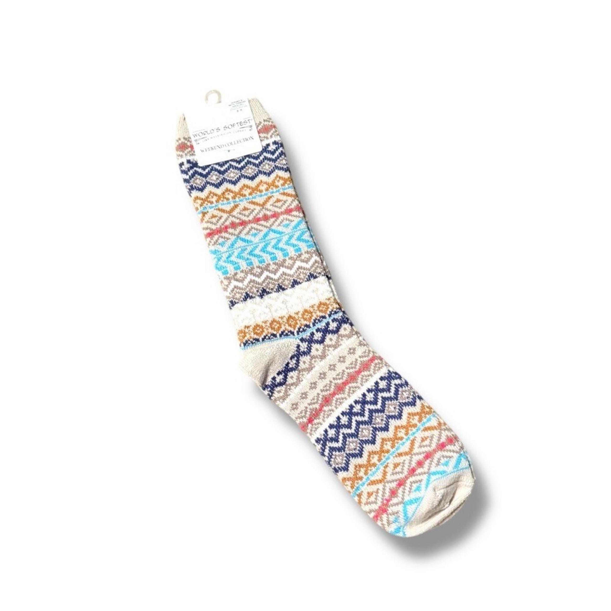World's Softest Socks Weekend Collection Taupe Multicolor Fuzzy Socks NEW