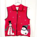 Rustic Snowman Zip Sweater Vest size Petite Small Breckenridge Christmas