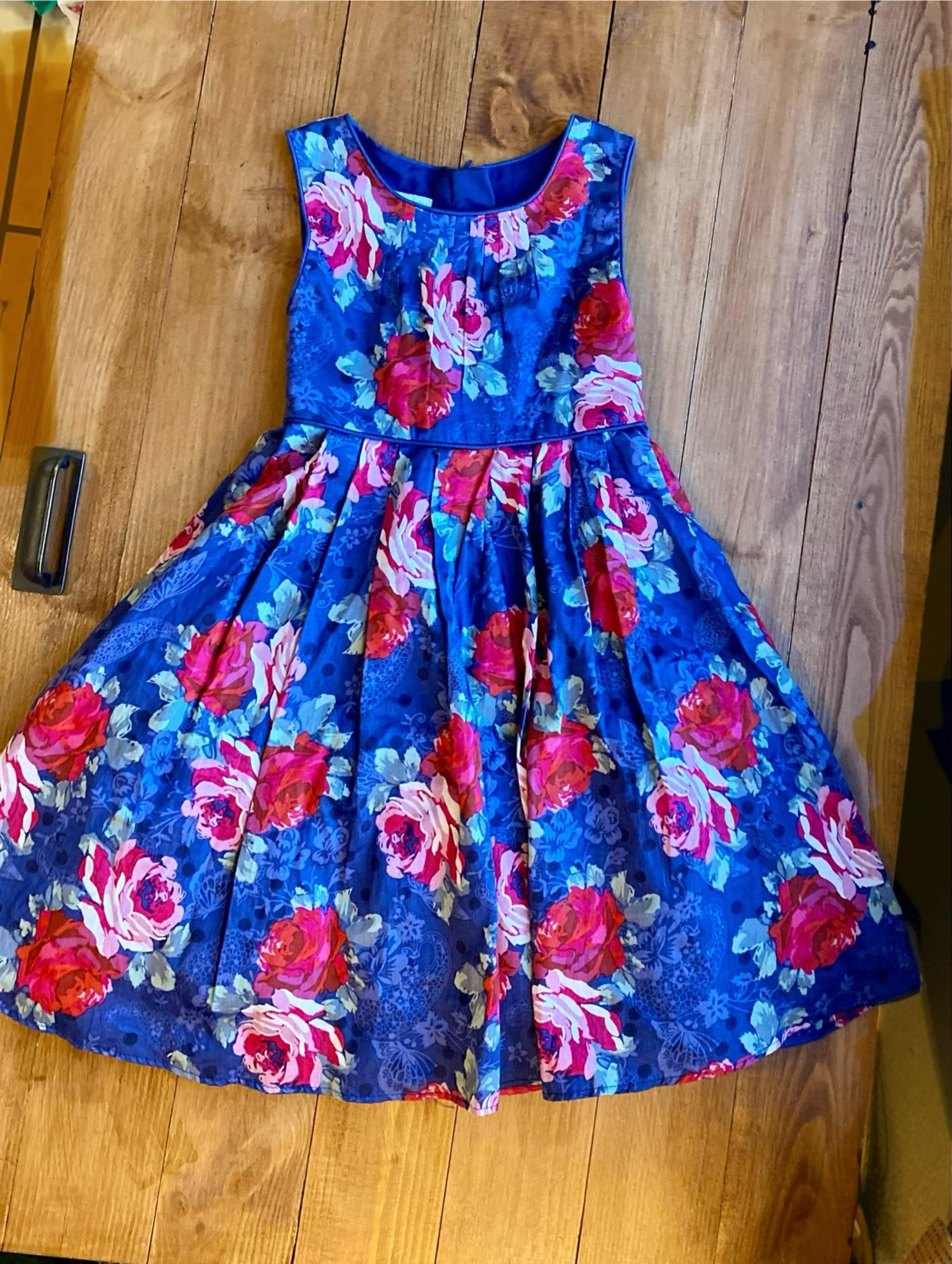 NEW Monsoon UK Girls Fancy Party Dress Roses Lined Twirl Dress NWOT 5/6