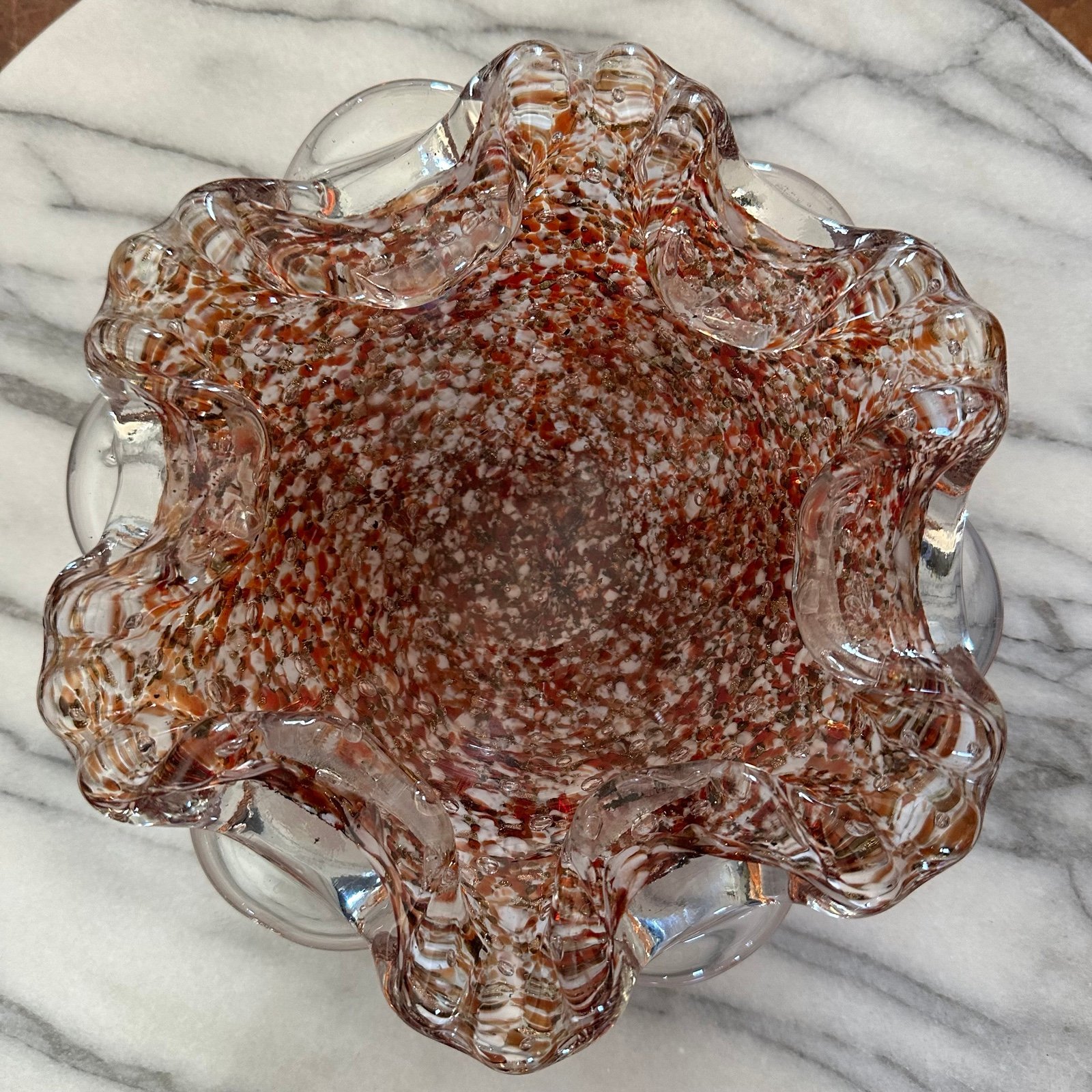 Vintage Murano Art Glass Scalloped Bowl - Mid Century Modern Ash Tray