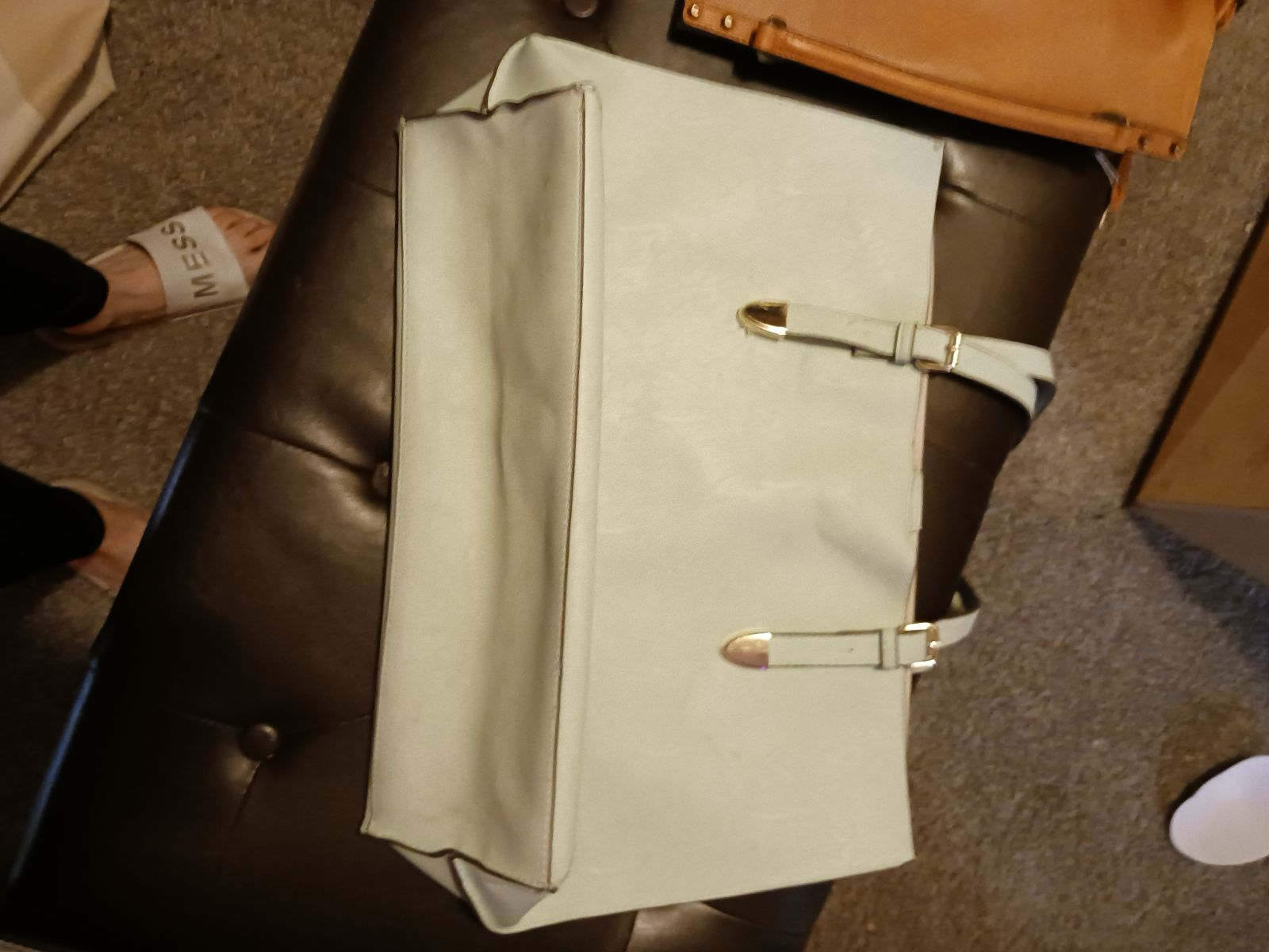 Cambodian leather tote bag