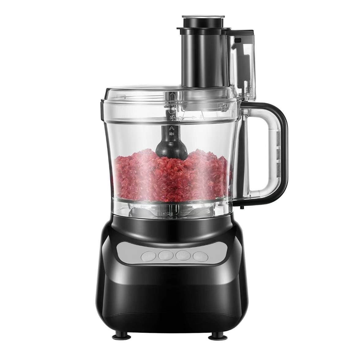 Food Processor 12 Cup, with Chopping, Slicing and Dough Attachments, Black 500W