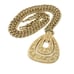 Vintage Signed MONET Teardrop Runway Pendant Necklace Greek Key Chunk Chain 28