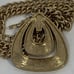 Vintage Signed MONET Teardrop Runway Pendant Necklace Greek Key Chunk Chain 28