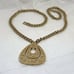 Vintage Signed MONET Teardrop Runway Pendant Necklace Greek Key Chunk Chain 28