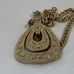 Vintage Signed MONET Teardrop Runway Pendant Necklace Greek Key Chunk Chain 28