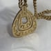 Vintage Signed MONET Teardrop Runway Pendant Necklace Greek Key Chunk Chain 28